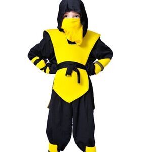 Ninja yellow and black wasp, child's costume size 4-6 with sword